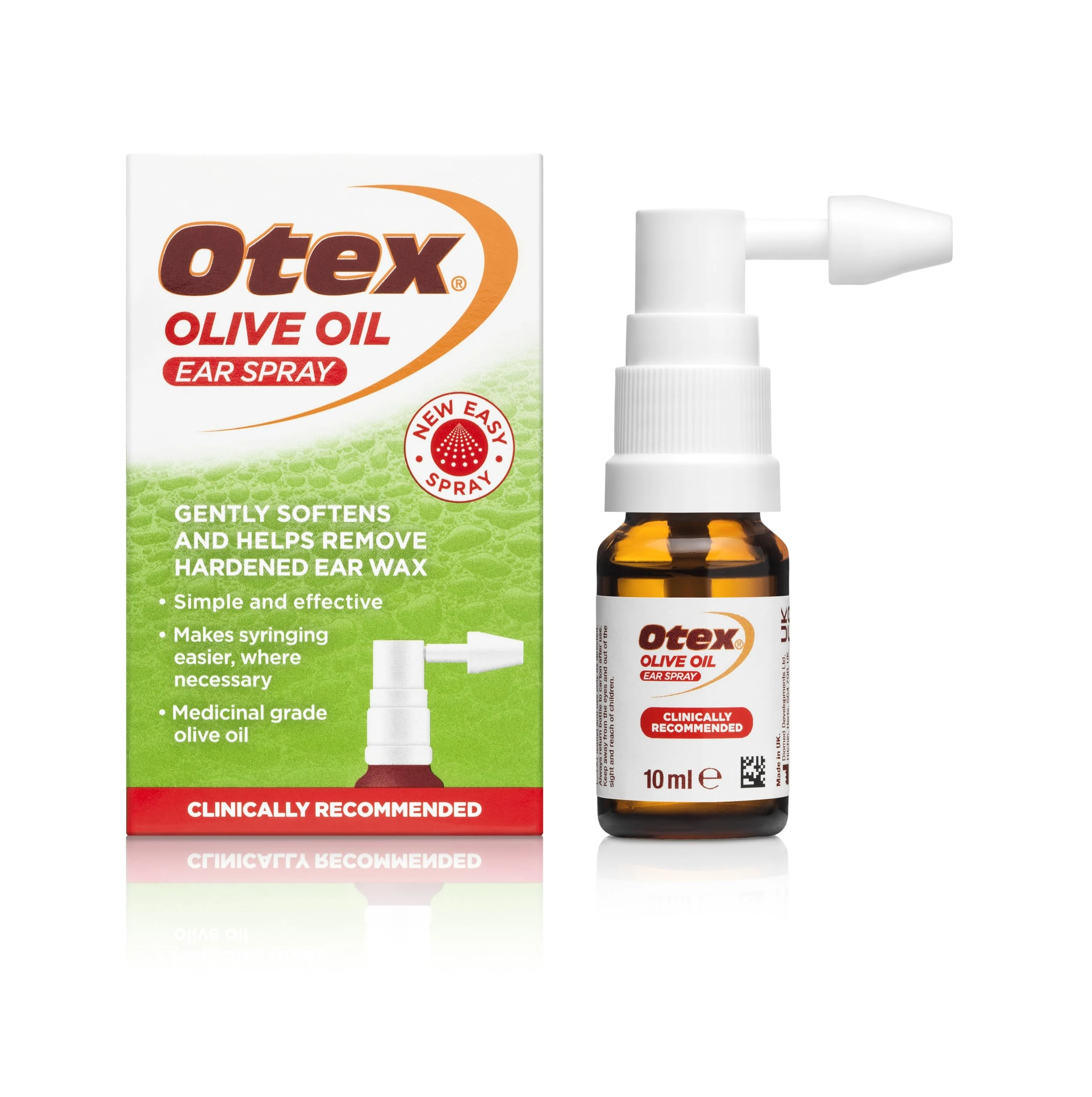Otex Olive Oil Ear Spray for Natural, Gentle Removal of Excessive, Hardened Ear Wax. Bottle with Spray Applicator 10ml