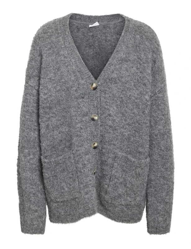 Noisy may Nmdolly L/S Knit Cardigan FWD Noos, Medium Grey Melange, XS - Image 1