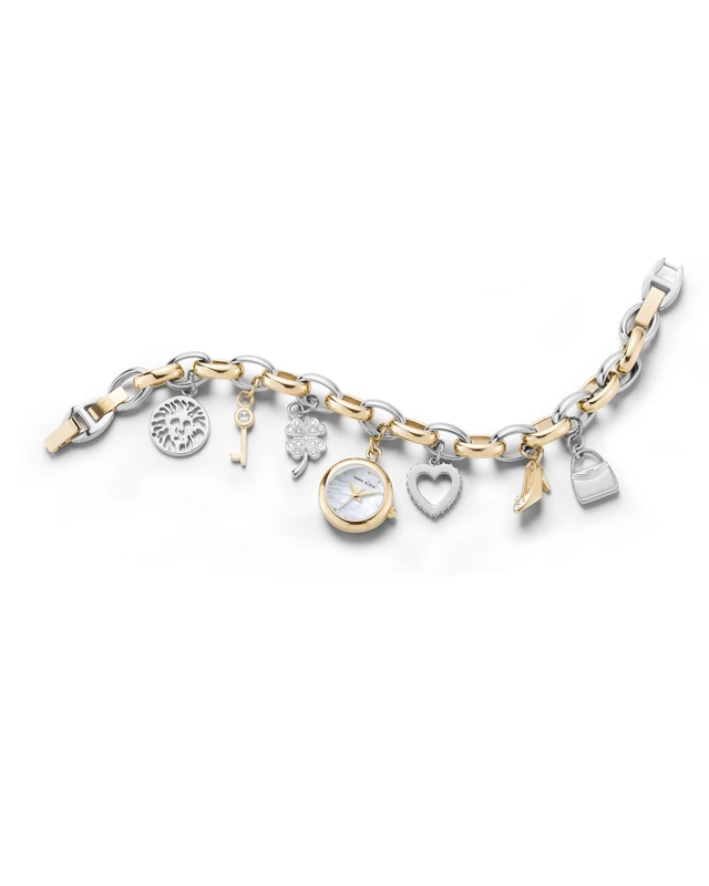 Anne Klein Women's Premium Crystal Accented Charm Bracelet Watch
