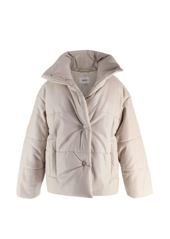 Nanushka Pre-loved Beige Hide Faux Leather Puffer Coat