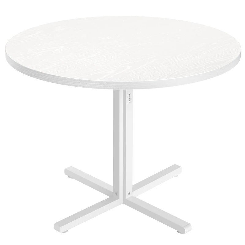 VASAGLE Round Dining Table, Small Kitchen Table for 4 People, Farmhouse Style, Water-Resistant Surface, 80 cm Diameter, 74.8 cm Height, for Dining Room, Living Room, Snow White KDT082W01