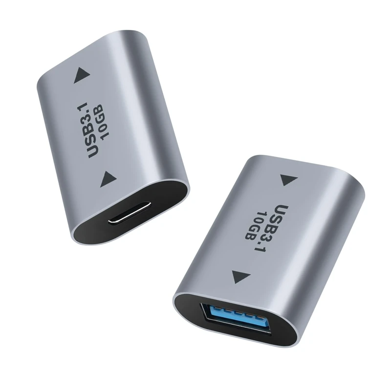 AIYEEN USB Female to USB-C Female Adapter (2 Pack), USB 3.1 to Type C Coupler for Connecting USB & USB-C Male Ends Devices, Extension Connector, USB3.1 Expansion Adapter