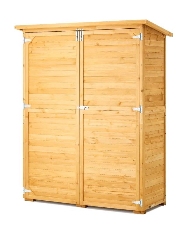 VEVOR Outdoor Storage Shed, Large Wooden Outside Storage Cabinet with Waterproof Roof and Metal Frame, Double Lockable Doors Garden Tool Shed Storage House Cabinet with Shelves & Floor, 55"x67.5"