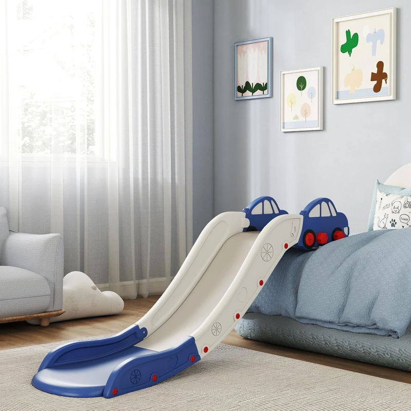 AIYAPLAY Kids Slide, Indoor Toddler Sofa Slide with Extended Length for Bed, Stairs, Easy to Assemble and Store, Blue