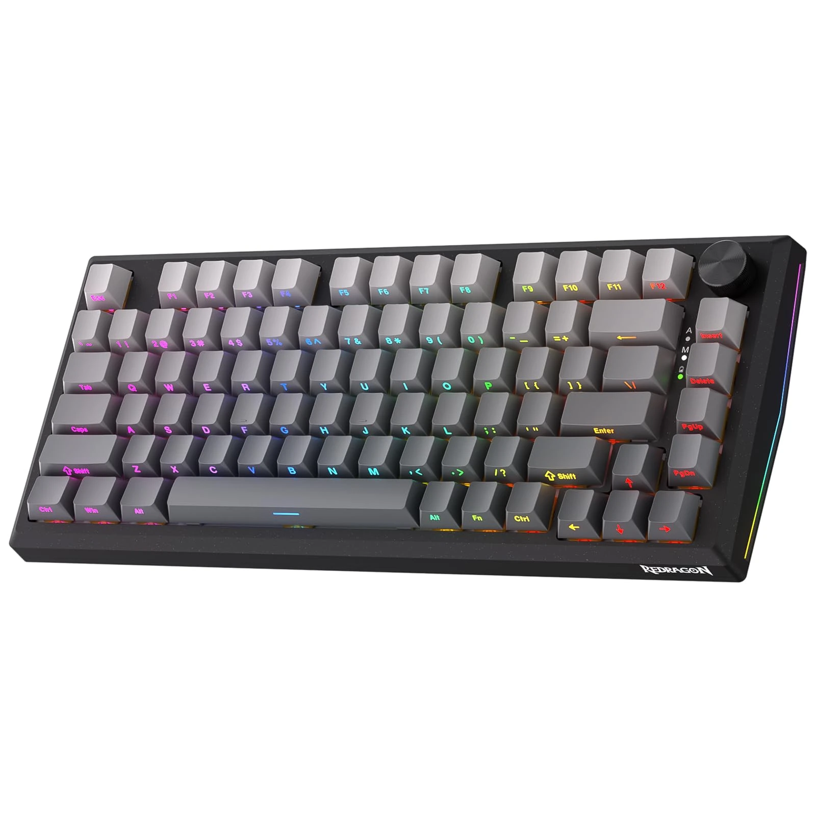 Redragon K687 Wireless CNC Gasket Gaming Keyboard, 81 Keys Mechanical Keyboard w/Premium CNC Aluminum Board, Easy-Control Knob, 5-Layer Noise Dampening, Custom Linear Switch, PBT Gradient Keycaps