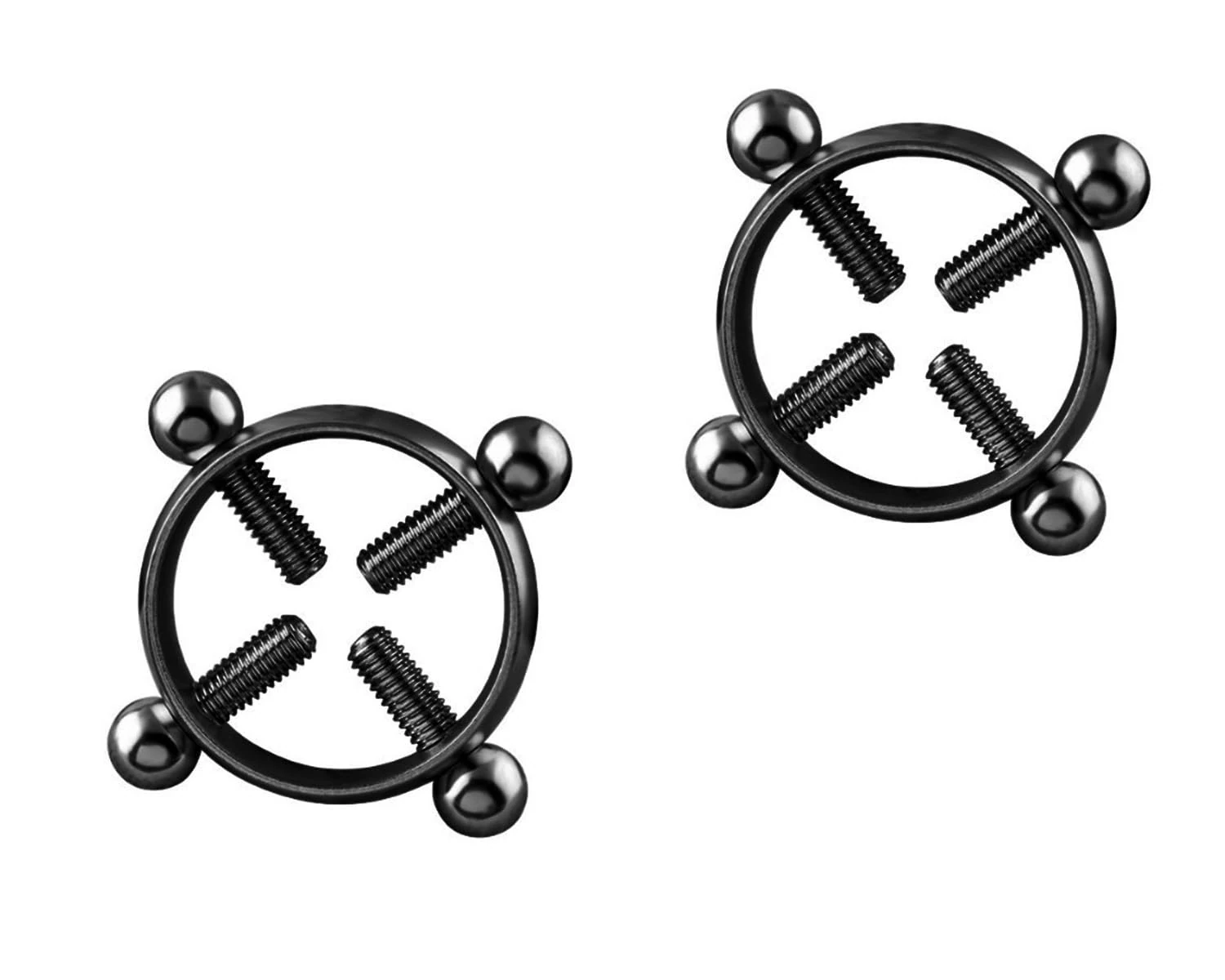 Round Non-Piercing Nipple Rings, Metal Nipple Clamps,Stainless Steel Fake Nipple Rings,Adjustable Non-Piercing Nipple Clamp Breast Clips, for Ladies Own Use and Flirting with Couples(Black)