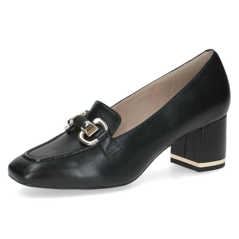 CAPRICE Women's Leather Pumps Square Toe, Black (Black Nappa), 4.5 UK