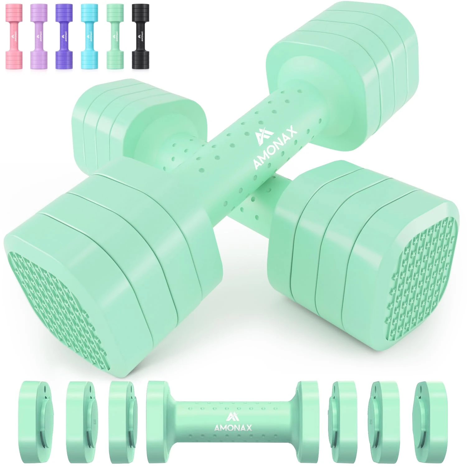 Amonax Adjustable Dumbbells Set, 1kg/2kg/3kg/4kg/5kg Dumbbell Pair, 4-in-1 and 5-in-1 Weights Dumbbells Set Women Men, Free Weights for Home Gym, Workout Hand Weights for Strength Training