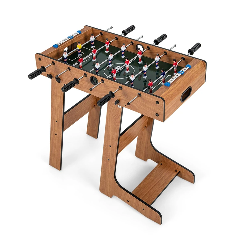 FANTASK Foldable Football Table Including 18 Kickers and 2 Balls, Game Table for Adults and Children, Table Football for Playroom, Bars and Parties, 69 x 60 x 71 cm (Brown) - Image 1