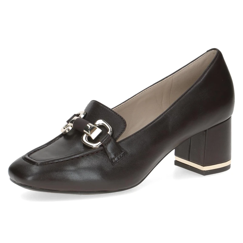 CAPRICE Women's Leather Pumps Square Toe, Brown (Dk Brown Nappa), 7 UK