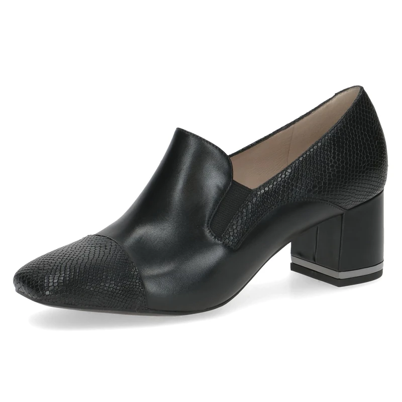 CAPRICE Women's Leather Pumps Square Toe, Black (Black Comb), 6.5 UK