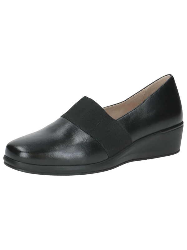 CAPRICE Comfort Women's Leather Loafers Extra Width H, Black (Black Nappa), 8 UK