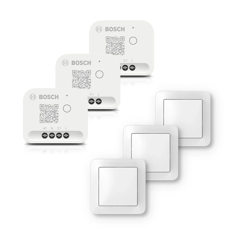 Bosch Smart Home dimmable lighting set including wall switch, 3x dimmer, 3x wall switch for smart actuators