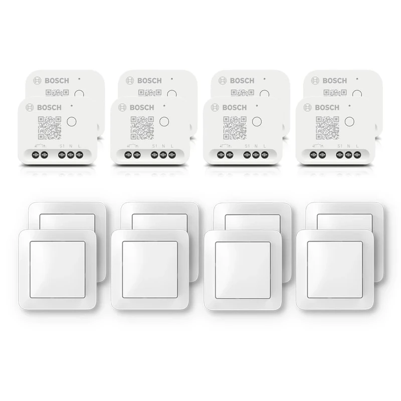 Bosch Smart Home dimmable lighting set including wall switch, 8x relais, 8x wall switch for smart actuators