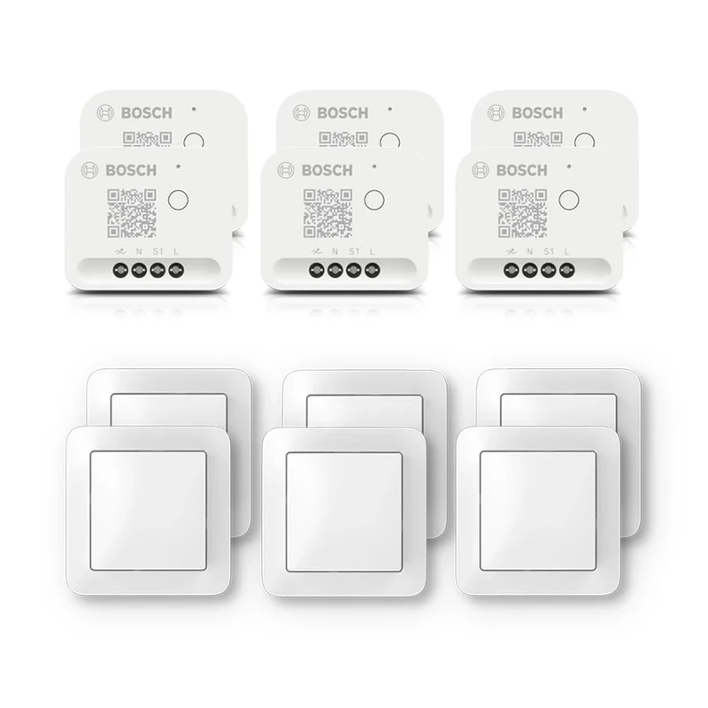 Bosch Smart Home dimmable lighting set including wall switch, 6x dimmer, 6x wall switch for smart actuators