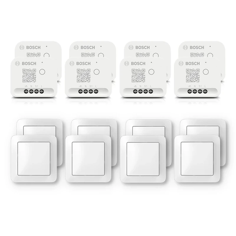 Bosch Smart Home dimmable lighting set including wall switch, 8x dimmer, 8x wall switch for smart actuators