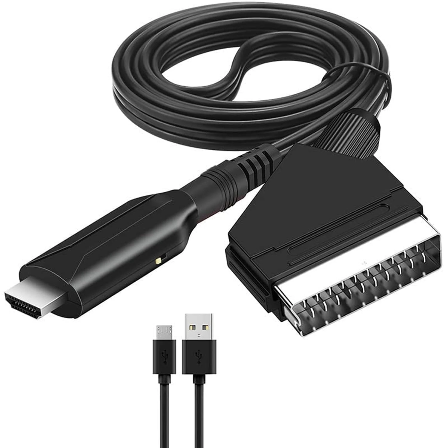 BRITECO Scart to HDMI Adapter with USB Power Cable - Full HD 1080P, Compatible with DVD Player, Projector to HDMI TV