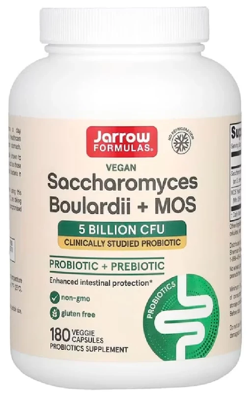 JARROWS Jarrow Formulas - Saccharomyces Boulardii + MOS | Probiotic Support for Gut Health - 180 Capsules