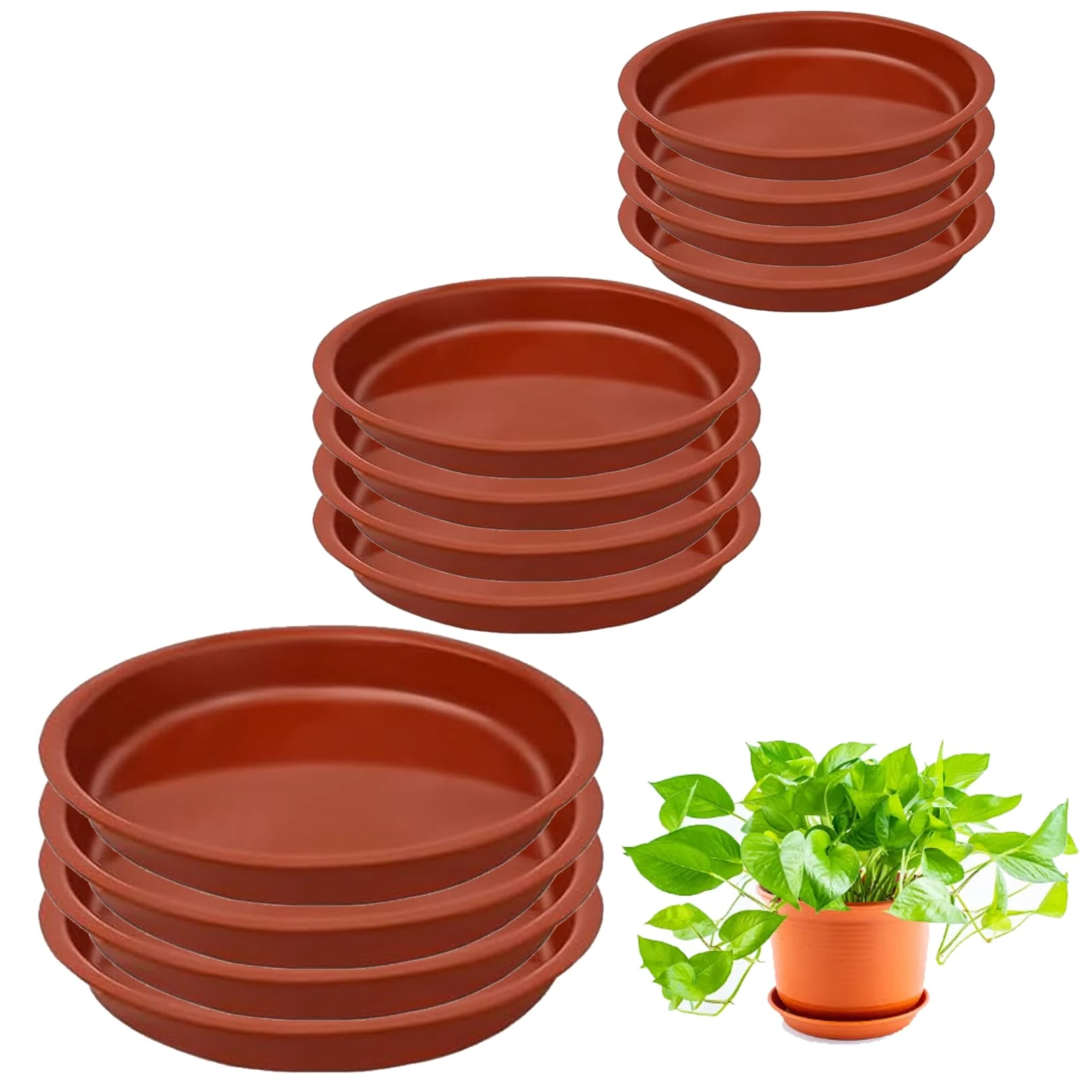 12Pcs Plant Saucers,Round Plastic Black Plant Pot Saucers Plant Pot Trays in 3 Sizes Flower Pot Drip Trays Garden Saucers Plant Pot Saucer Trays for Indoor Outdoor Garden Balcony Plants