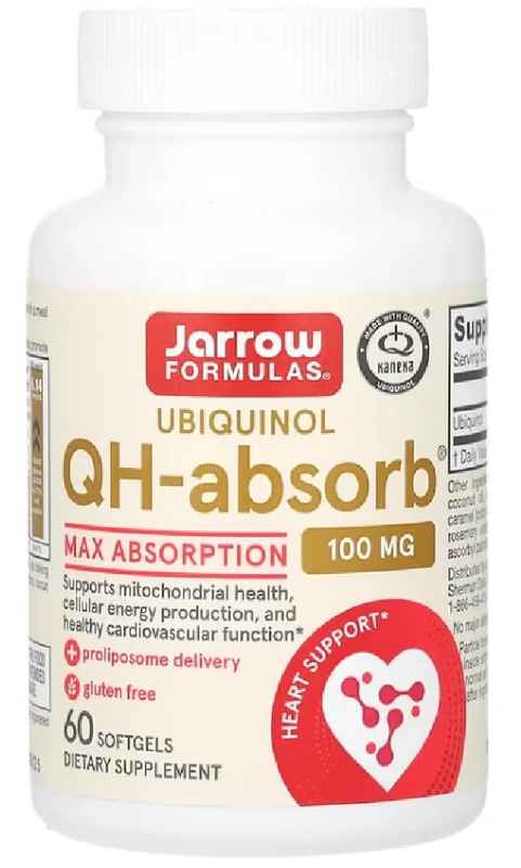 Jarrow Formulas - Ubiquinol QH-Absorb | 100 mg for Cellular Energy and Heart Health - 60 softgels