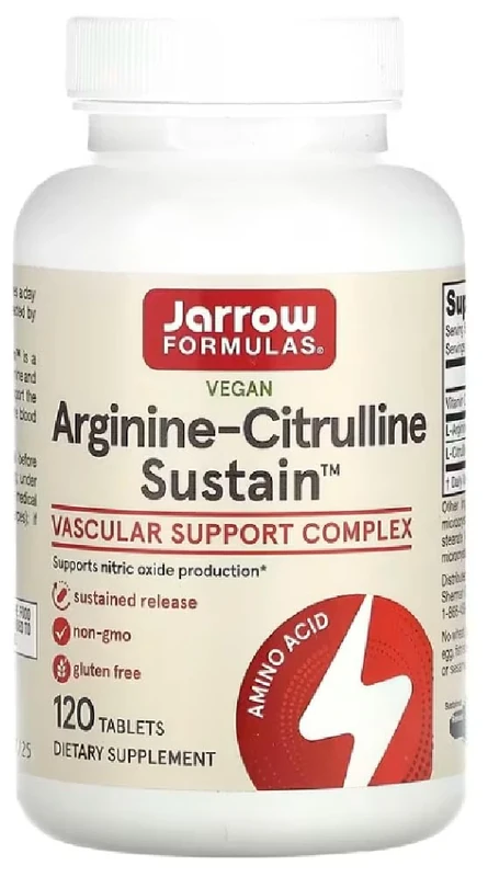 Jarrow Formulas - Arginine-Citrulline Sustain | 120 Tablets for Nitric Oxide Production and Endurance