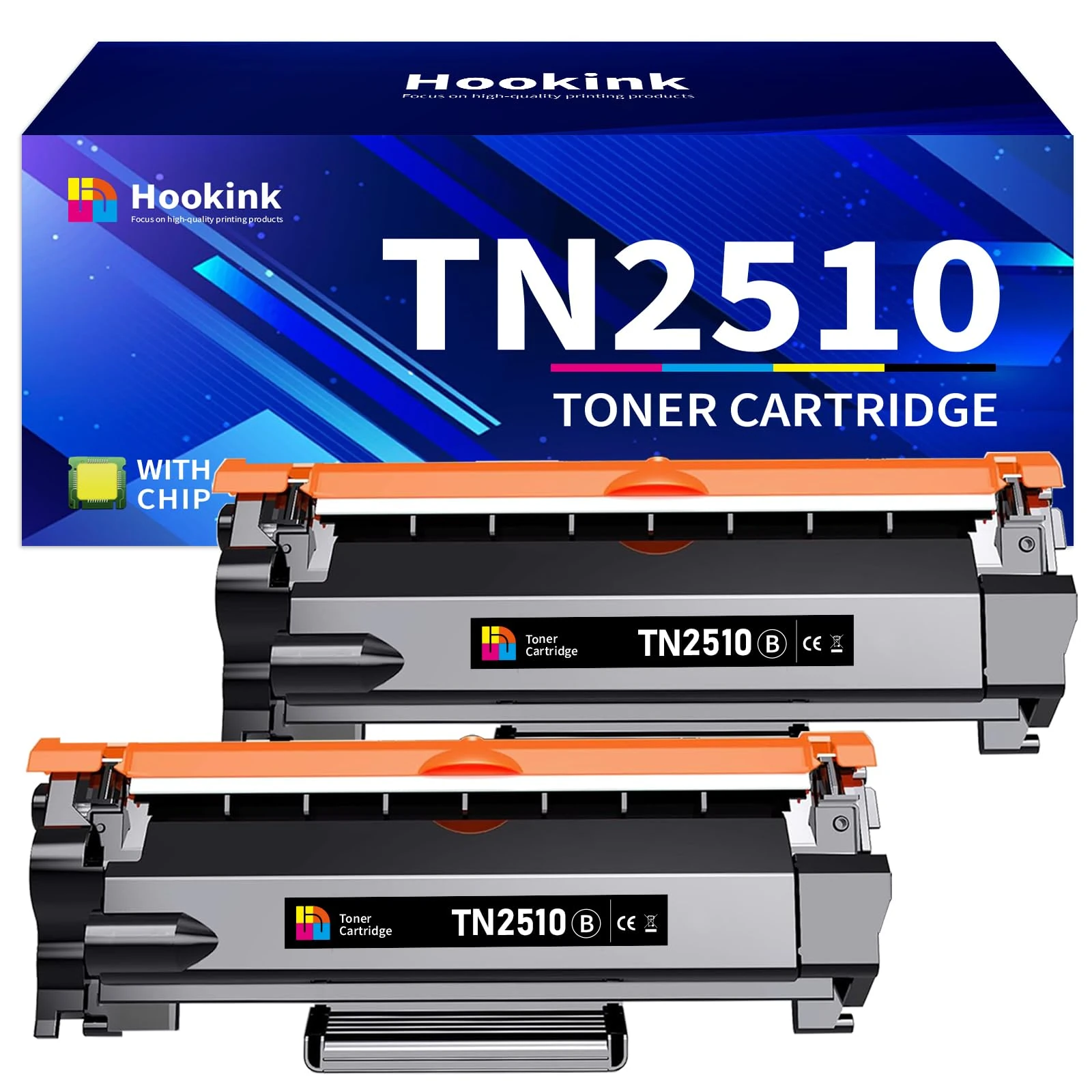 Hookink 2Black TN2510 TN-2510 Toner Cartridge Compatible with Brother TN2510 for HL-L2400DW HL-L2400DWE HL-L2445DW DCP-L2627DWXL DCP-L2620DW MFC-L2860DWE MFC-L2800DW MFC-L2835DW MFC-L2827DWXL