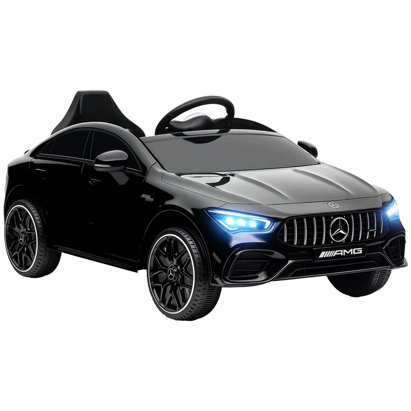 AIYAPLAY Mercedes Benz Licensed 12V Electric Car for Kids, Kids' Electric Ride on with Remote Control, Transport Wheels, Spring Suspension, LED Lights Music, for 3-6 Years - Black