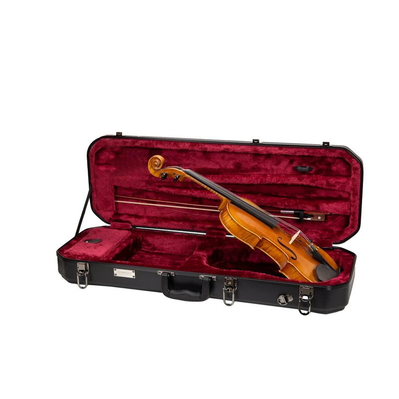 Crossrock Oblong Case fits 4/4 Full-Size Violin, Includes Interior Compartment, 2 Bow Holders, Security Lock, and Detachable Straps-Black (CRA860VFBK-R)