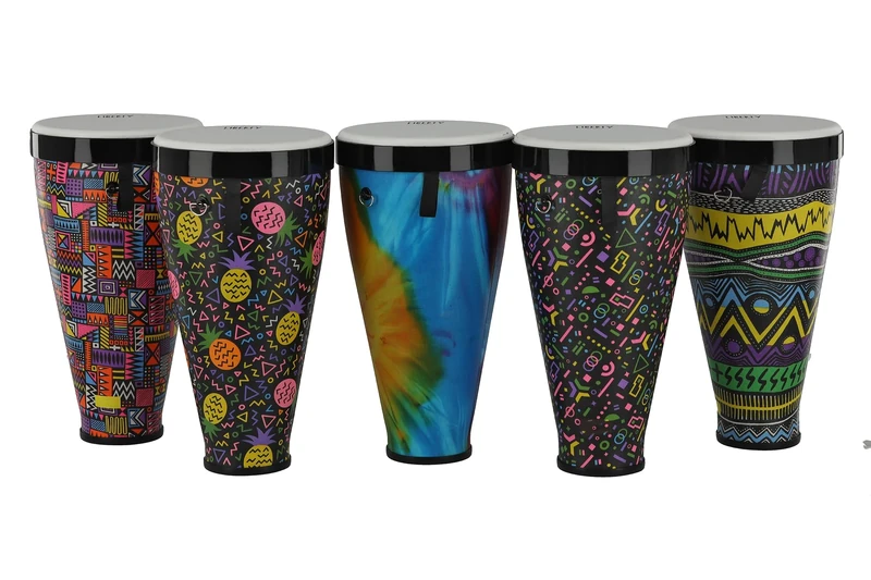 GEWA Liberty Timbau Stackable Drums - Diameter: 9" (22.8 cm), Height: 18" (45 cm) - 5-Piece Set: Patterns - Crazy Neon, Pineapple, Abstract, Batik, Sarong
