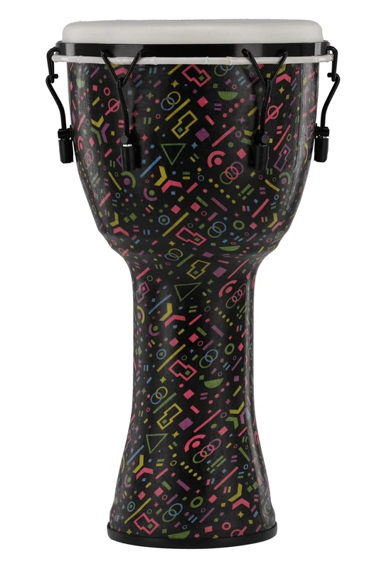 GEWA Liberty Djembé Mechanically Tuned - Diameter: 12" (30.5 cm), Height: 23.5" (59 cm) - Number of Tension Hooks: 6 - Pattern: Crazy Neon