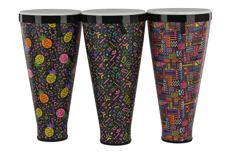 GEWA Liberty Timbau Stackable Drums - Diameter: 12" (30.5 cm), Height 23.5" (60 cm) - 3-Piece Set: Patterns - Crazy Neon, Pineapple, Abstract