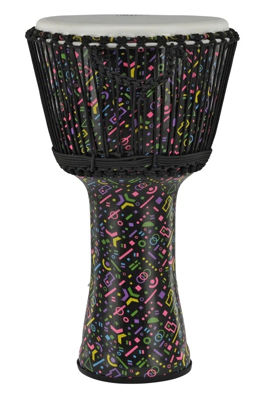 GEWA Liberty Djembé Rope Tuned - Diameter: 14" (35.5 cm), Height: 27" (68 cm) - Number of Rope Runners: 35 - Pattern: Crazy Neon