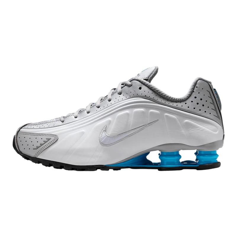 NIKE HQ1988-005 Shox R4 Men Metallic Silver/Blue Lagoon-White UK 7.5