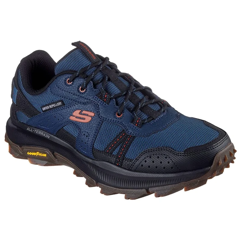 Skechers Men's Equalizer 5.0 Trail Solix Creek Trekking Low Cut Shoes, Navy Leather/Textile/Black Trim, 8.5 UK