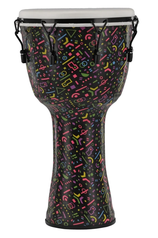 GEWA Liberty Djembé Mechanically Tuned - Diameter: 14" (35.5 cm), Height: 27" (68 cm) - Number of Tension Hooks: 8 - Pattern: Crazy Neon