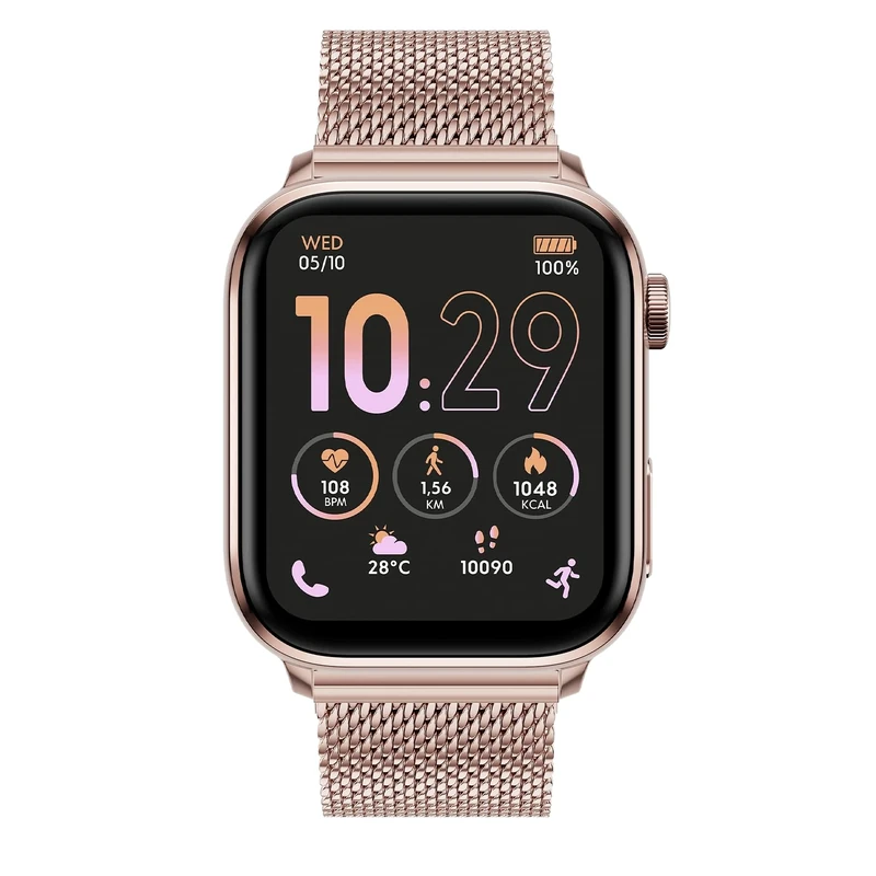 ICE-WATCH - ICE smart 3.0 Rose gold Milanese 1.78 AMOLED GPS - Connected pink-gold rectangular lady's watch with metal strap - 024304 (1.78 inch)
