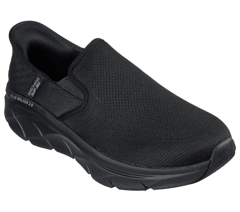 Skechers Mens Extra Wide Fit Hands-Free Slip-ins D'lux Walker 2.0 Rezinate Sneaker, Black, 7 UK X-Wide
