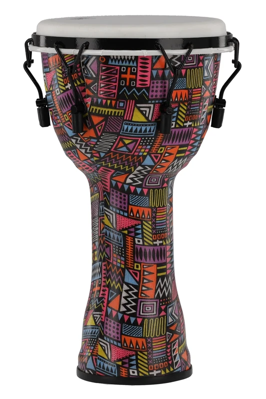 GEWA Liberty Djembé Mechanically Tuned - Diameter: 10" (25.4 cm), Height: 19.5" (49 cm) - Number of Tension Hooks: 6 - Pattern: Abstract