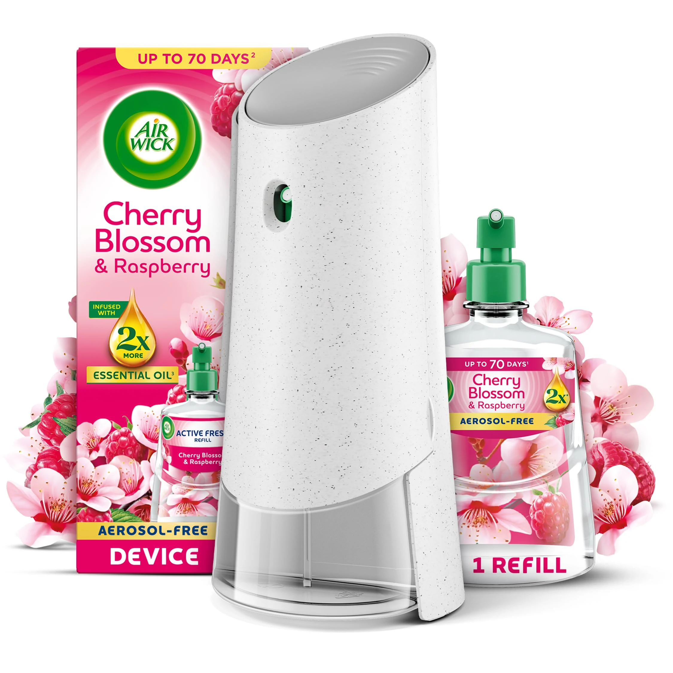 Air Wick Cherry Blossom & Raspberry Aerosol-Free Automatic Spray Kit, Lasts up to 70 Days, Air Freshener