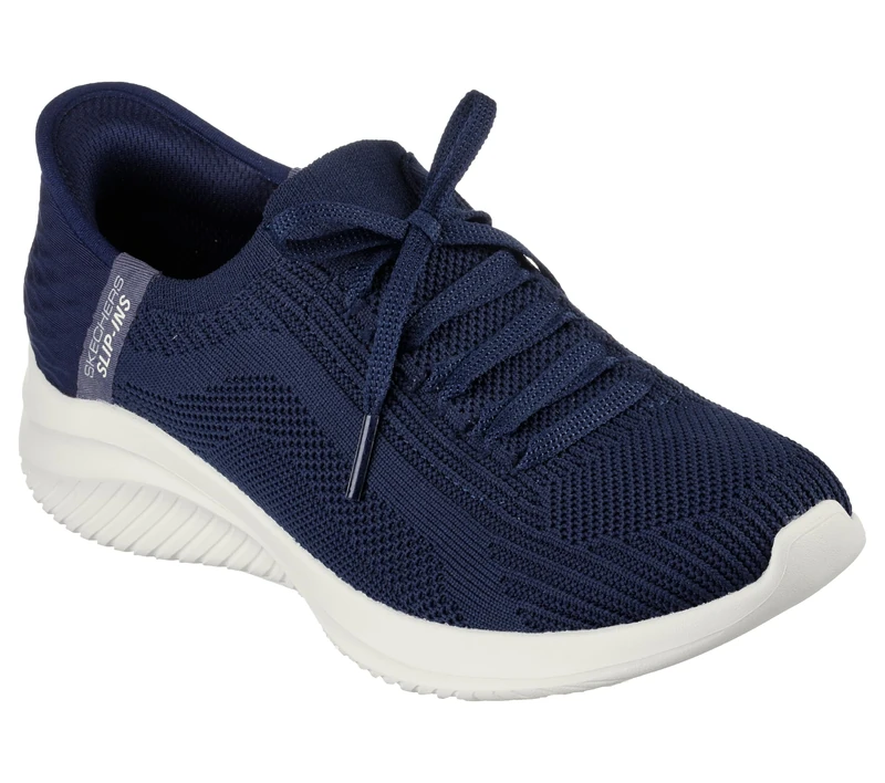 Skechers Women's Ultra Flex 3.0 Brilliant Path Slip-On Sneakers, Navy Knit/Navy Trim, 5 UK Wide
