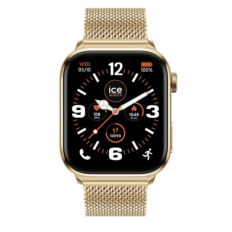 ICE-WATCH - ICE smart 3.0 Gold Milanese 1.78 AMOLED GPS - Connected watch rectangular gold mixed with metal bracelet - 024656 (1.78 inch)