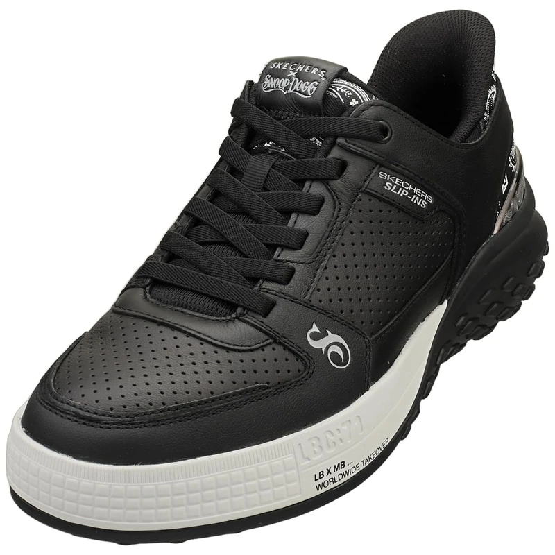 Skechers Men's Sizzle Snoop Sizzle Toke Slip-Ins Slip-On Sneakers, Black Leather, 11 UK