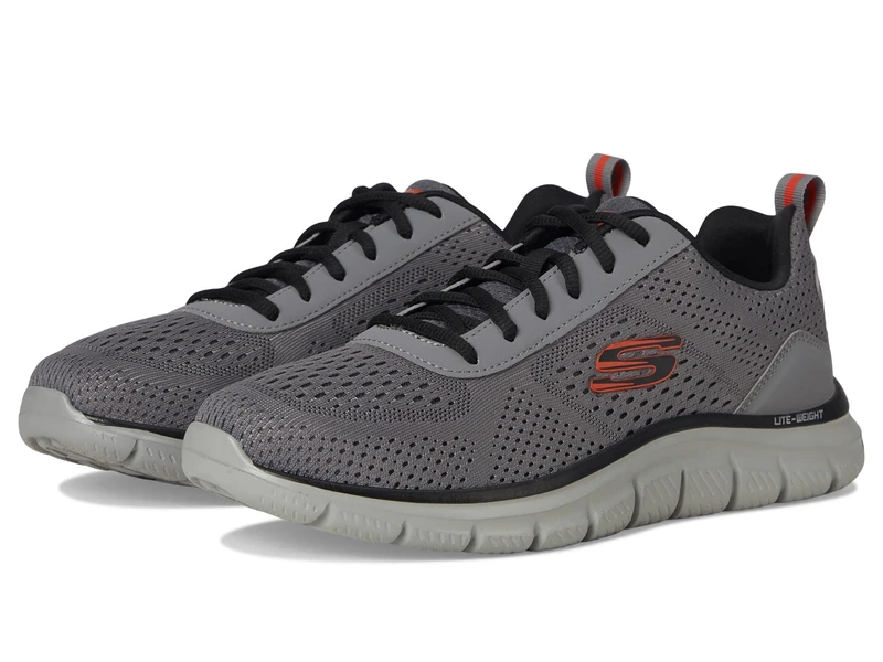 Skechers Men's Track Leshur Casual Shoes, Charcoal Mesh/Synthetic/Orange Trim, 13 UK