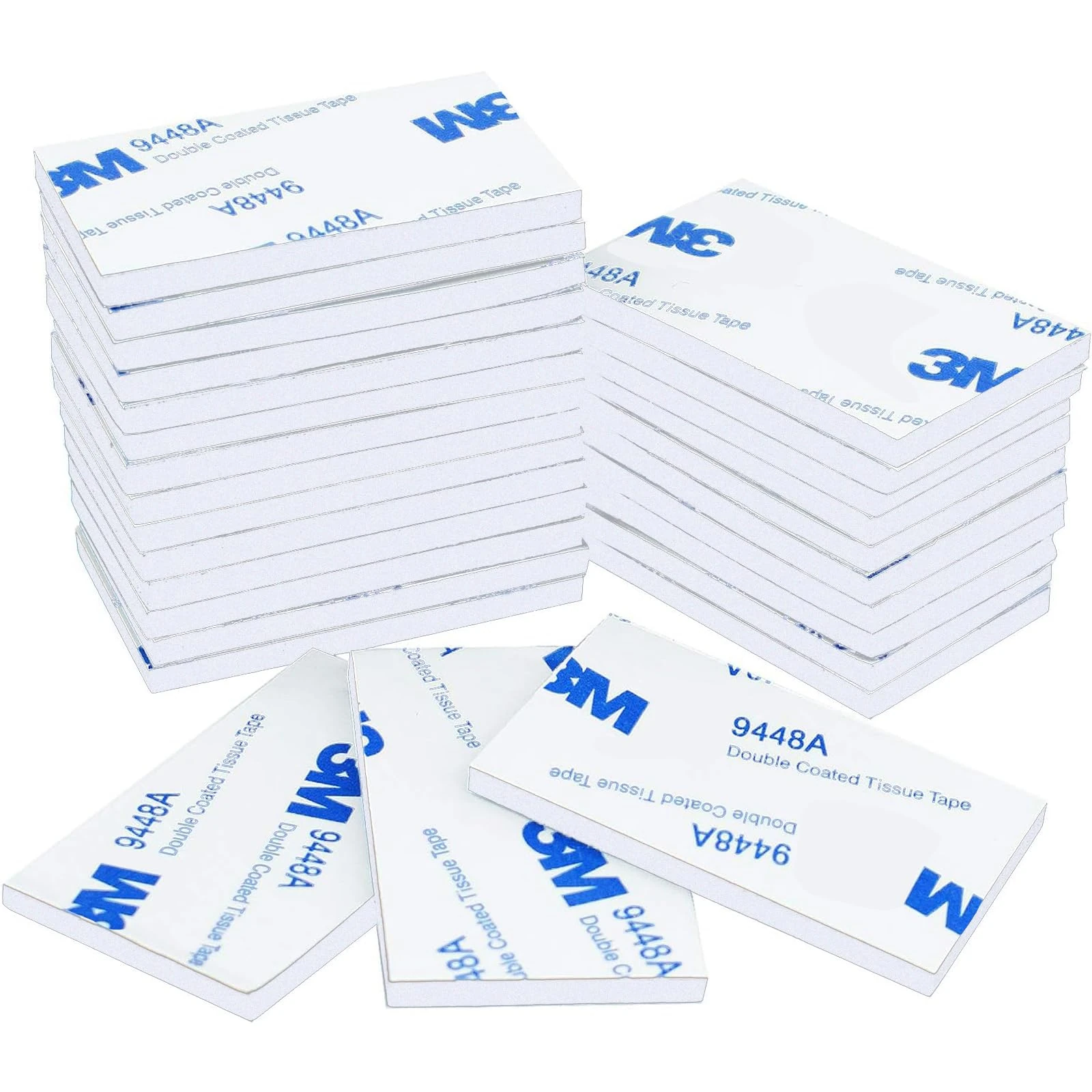50pcs Double Sided Heavy Duty Sticky Pads, 3mm Thick, Mounting Pads for Walls, Floor, Plastics, Glasses (White, 50x30mm)