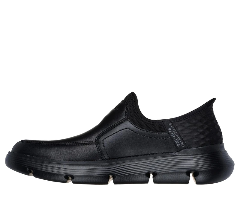 Skechers Men's Garza Dorado Slip-On Sneakers, Black Leather, 11 UK