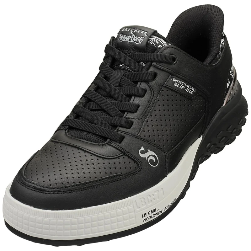 Skechers Men's Sizzle Snoop Sizzle Toke Slip-Ins Slip-On Sneakers, Black Leather, 13 UK