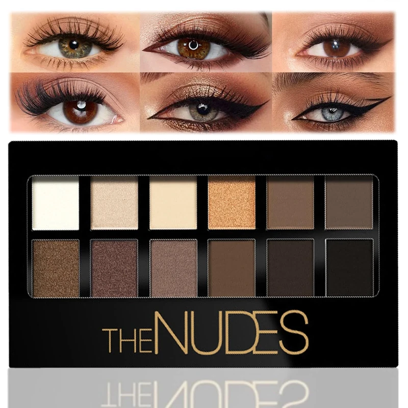 Smoky Nude Eyeshadow Palette - Highly Pigmented, Waterproof, Long-lasting Matte & Shimmer Makeup with 12 Brown Shades