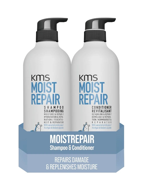 KMS MoistRepair Shampoo & Conditioner Set for Dry, Damaged Hair, 750ml, Detangling and Repair, with Upcycled Prickly Pear, Vegan Formula
