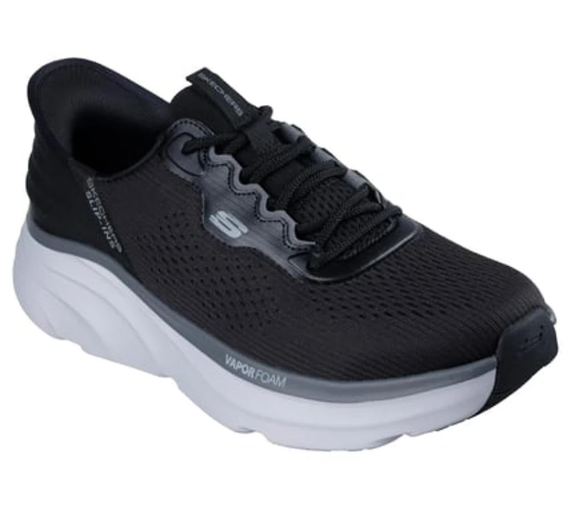 Skechers Men's D'Lux Vapor Slip-On Sneakers, Black Mesh/Hotmelt/Charcoal Trim, 7 UK