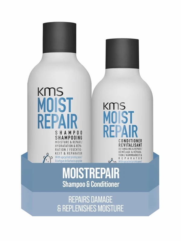 KMS MoistRepair Shampoo & Conditioner Set for Dry, Damaged Hair, 300ml, Detangling and Repair, with Upcycled Prickly Pear, Vegan Formula